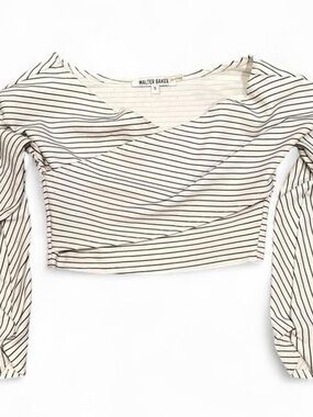 Walter Baker Wrap Front Striped Crop Top